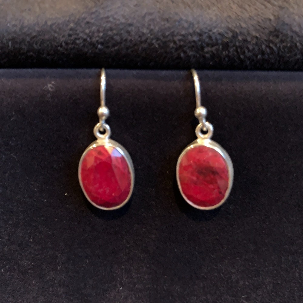 Raspberry pink/red stone earrings
